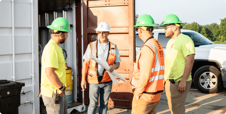 Construction crew meeting