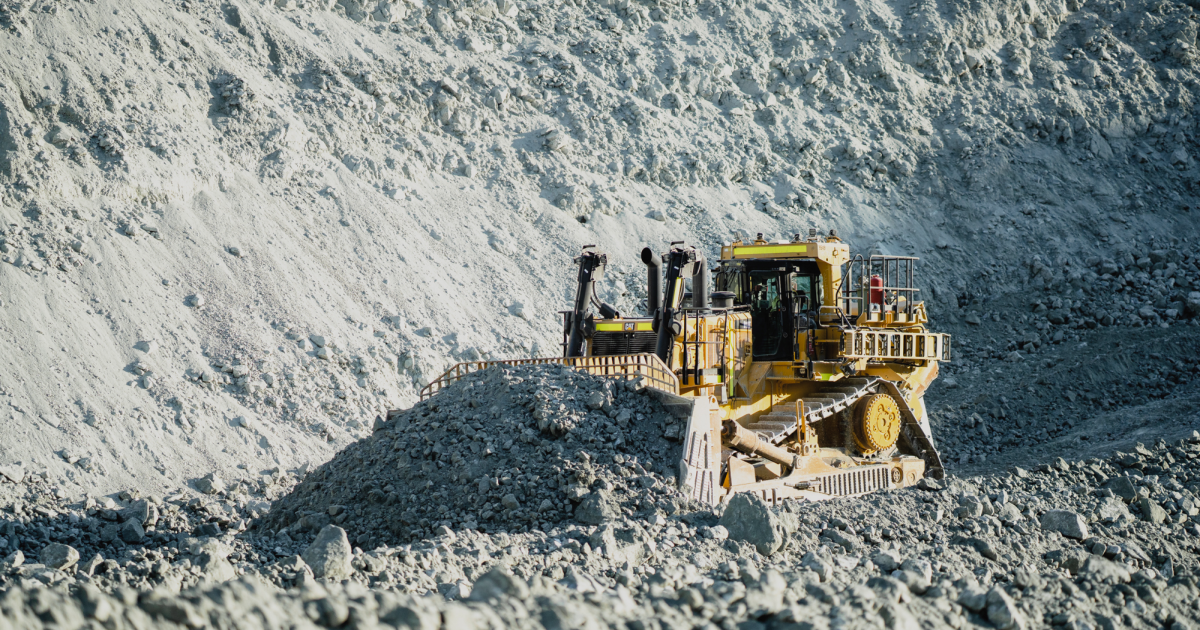 Bulldozer moving earth